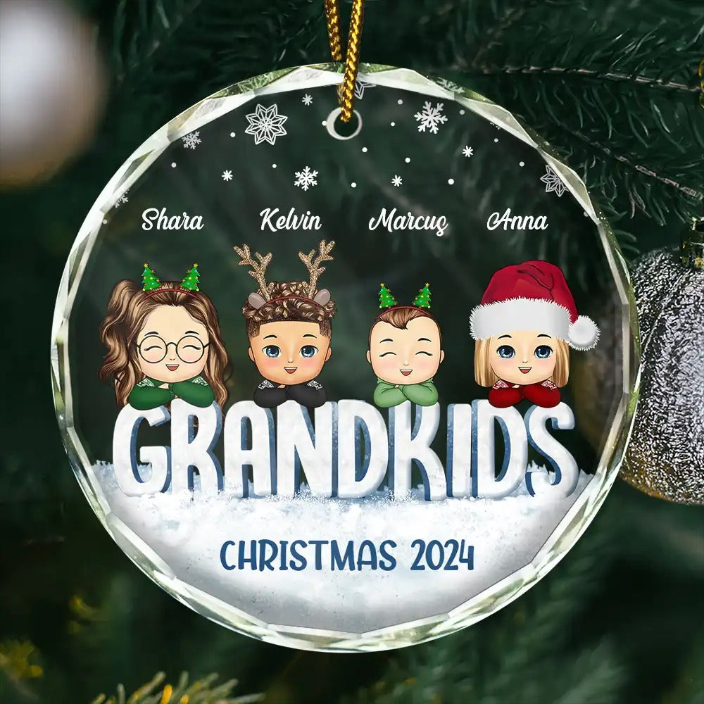 Nana Papa Grandkids Christmas Grandparents - Personalized Circle Acrylic Ornament