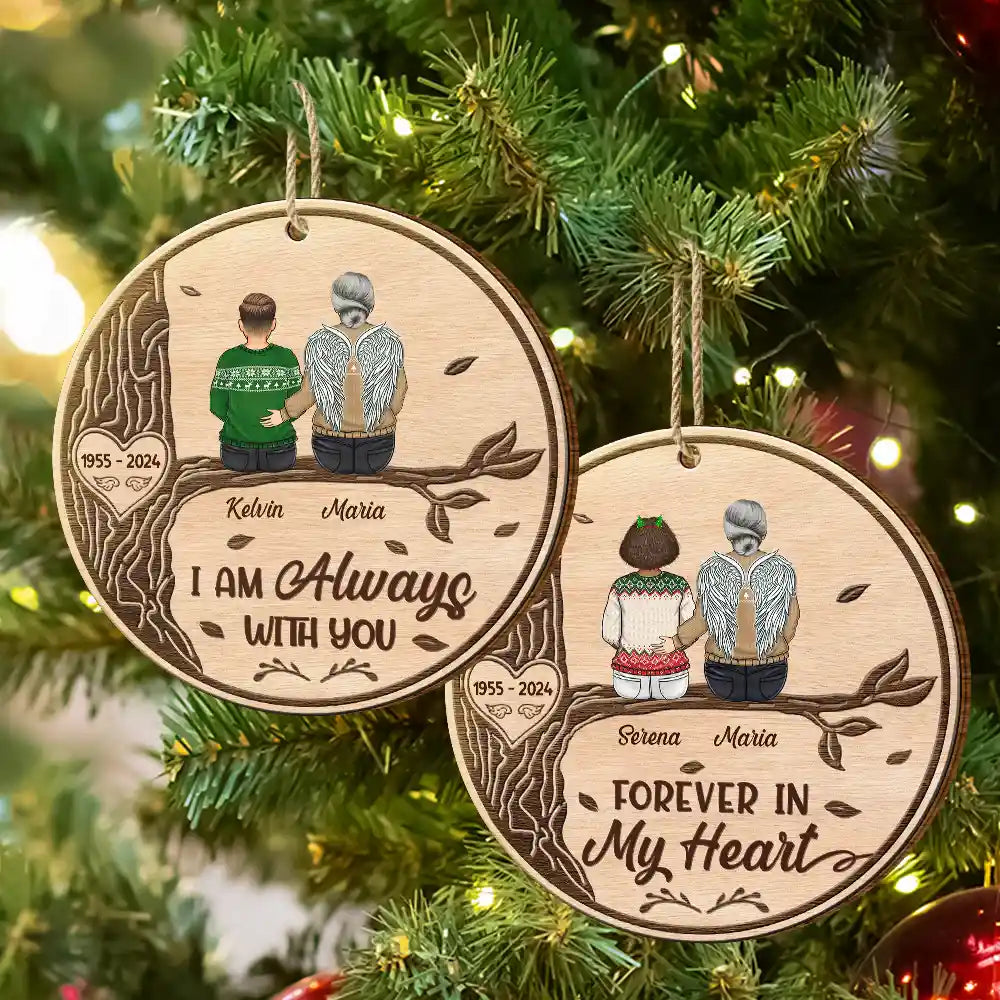 I Am Always With You Sitting On The Tree - Personalized Custom Shaped Wooden Ornament