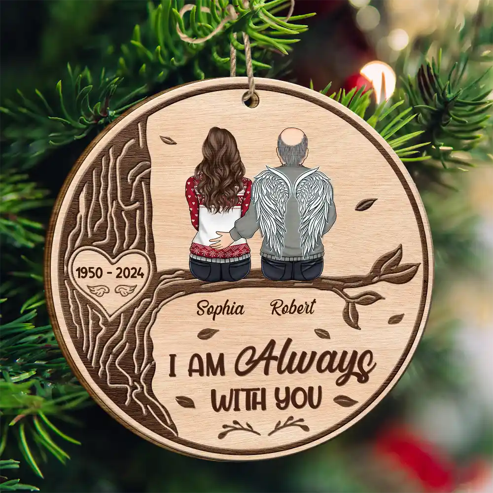 I Am Always With You Sitting On The Tree - Personalized Custom Shaped Wooden Ornament