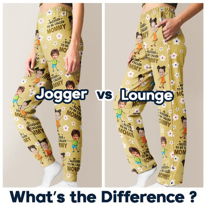 Custom Photo Bless To Be Called Grandma Nana Flower Pattern - Personalized Pajama Pants