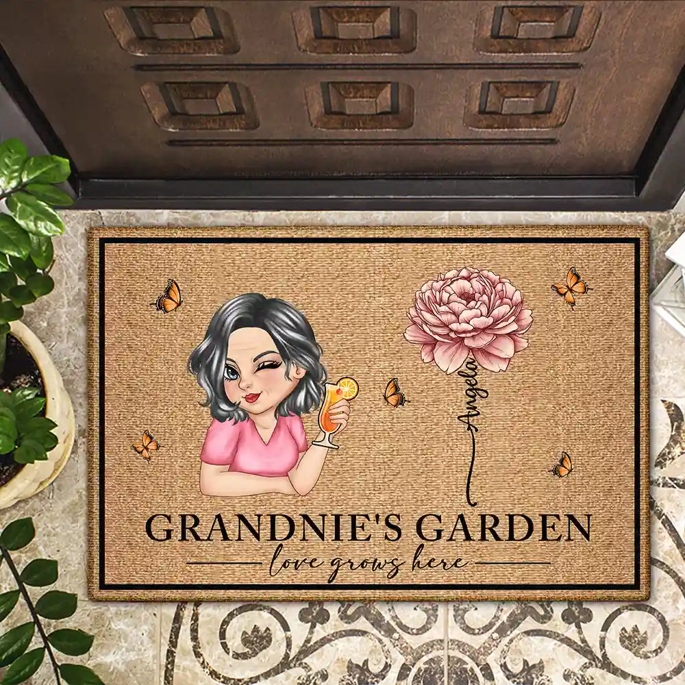Birth Flower Grandma's Garden - Personalized Doormat