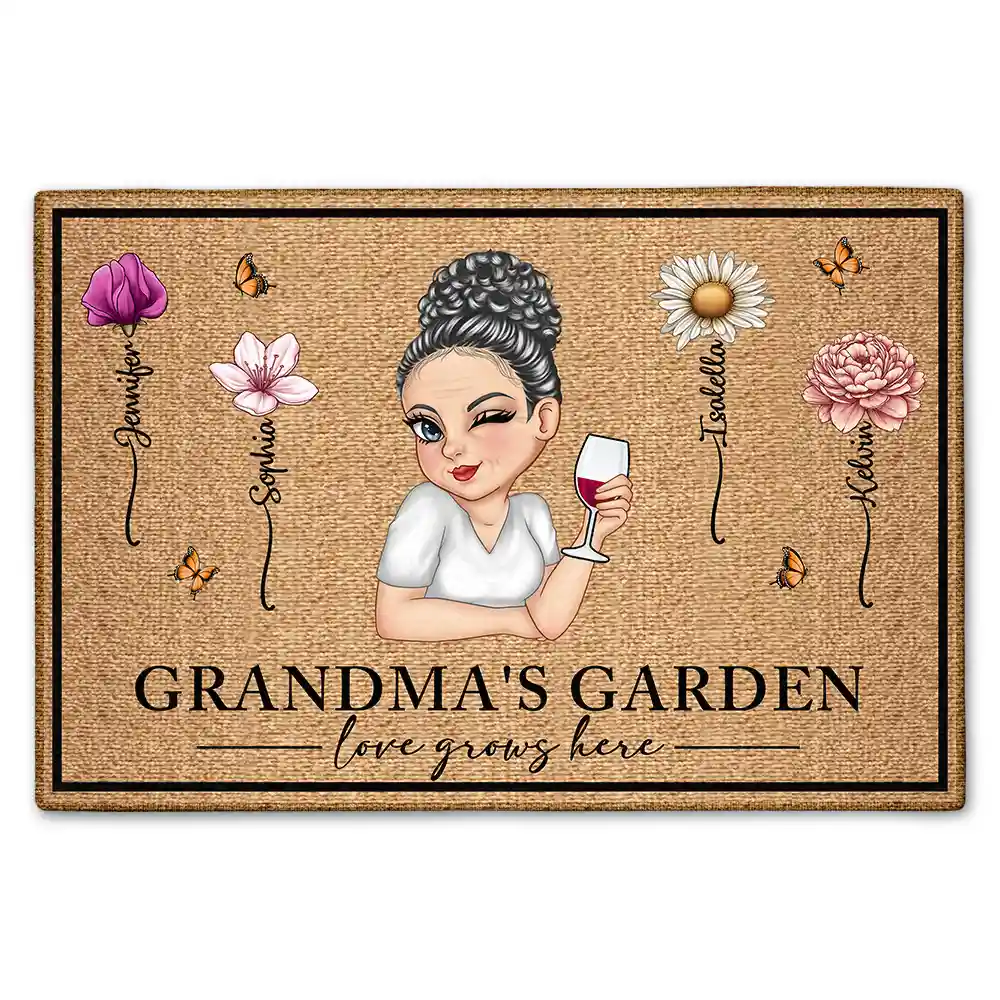 Birth Flower Grandma's Garden - Personalized Doormat