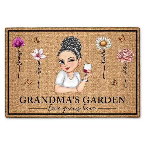 Birth Flower Grandma's Garden - Personalized Doormat