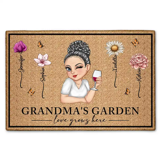 Birth Flower Grandma's Garden - Personalized Doormat