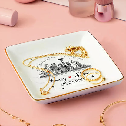 Skyline Couple Name - Personalized Ring Dish