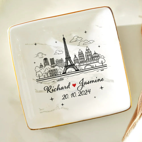 Skyline Couple Name - Personalized Ring Dish