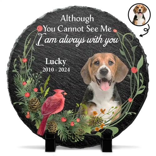 Custom Photo Pet Memorial Forever In My Heart - Personalized Circle Memorial Garden Stone