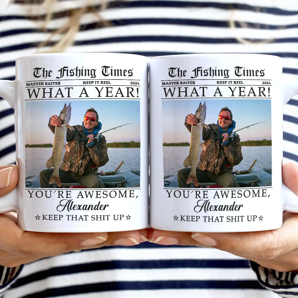 Custom Photo The Fishing Times Golfing Hunting Grilling - Personalized White Edge-to-Edge Mug