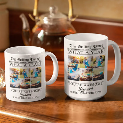 Custom Photo The Fishing Times Golfing Hunting Grilling - Personalized White Edge-to-Edge Mug