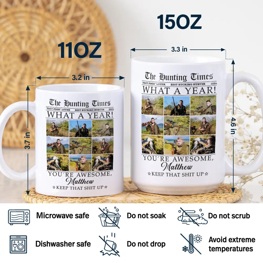 Custom Photo The Fishing Times Golfing Hunting Grilling - Personalized White Edge-to-Edge Mug