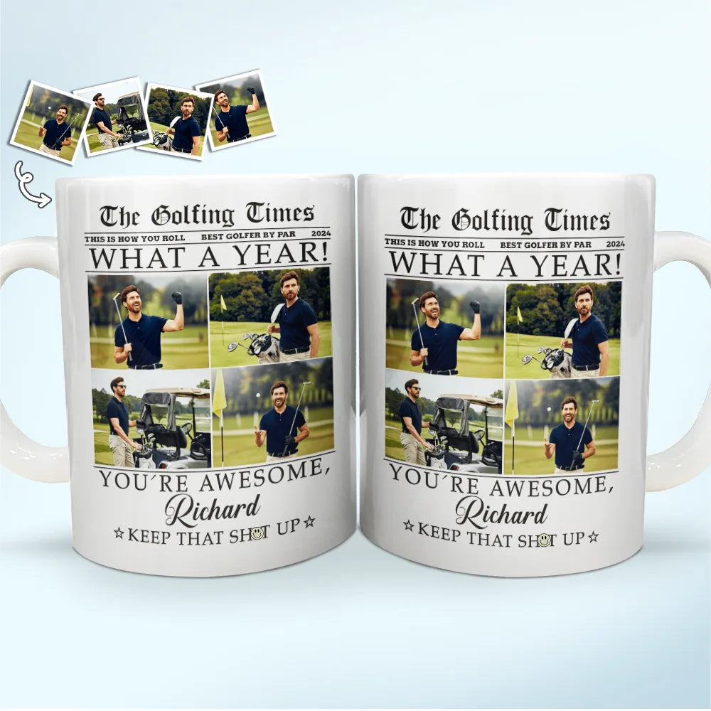 Custom Photo The Fishing Times Golfing Hunting Grilling - Personalized White Edge-to-Edge Mug