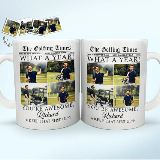 Custom Photo The Fishing Times Golfing Hunting Grilling - Personalized White Edge-to-Edge Mug