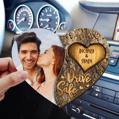 Custom Photo Drive Safe Couple Names - Personalized Custom Shaped Car Visor Clip