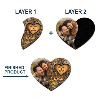 Custom Photo Drive Safe Couple Names - Personalized Custom Shaped Car Visor Clip