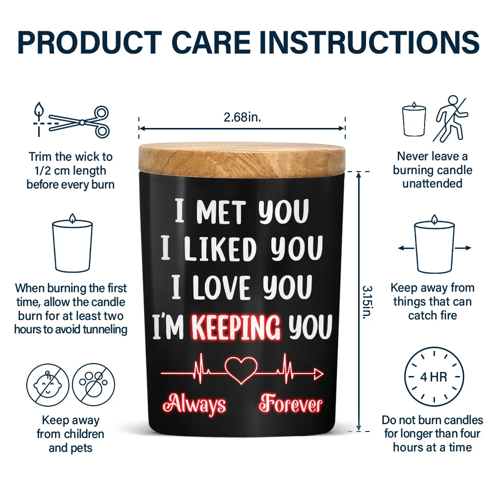 I Love You I'm Keeping You - Personalized Scented Candle With Wooden Lid