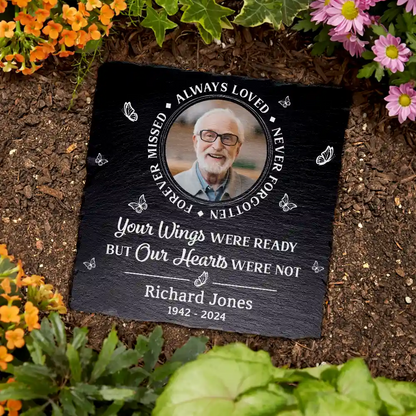 Custom Photo Memorial Always Loved Never Forgotten - Personalized Rectangle Memorial Garden Stone