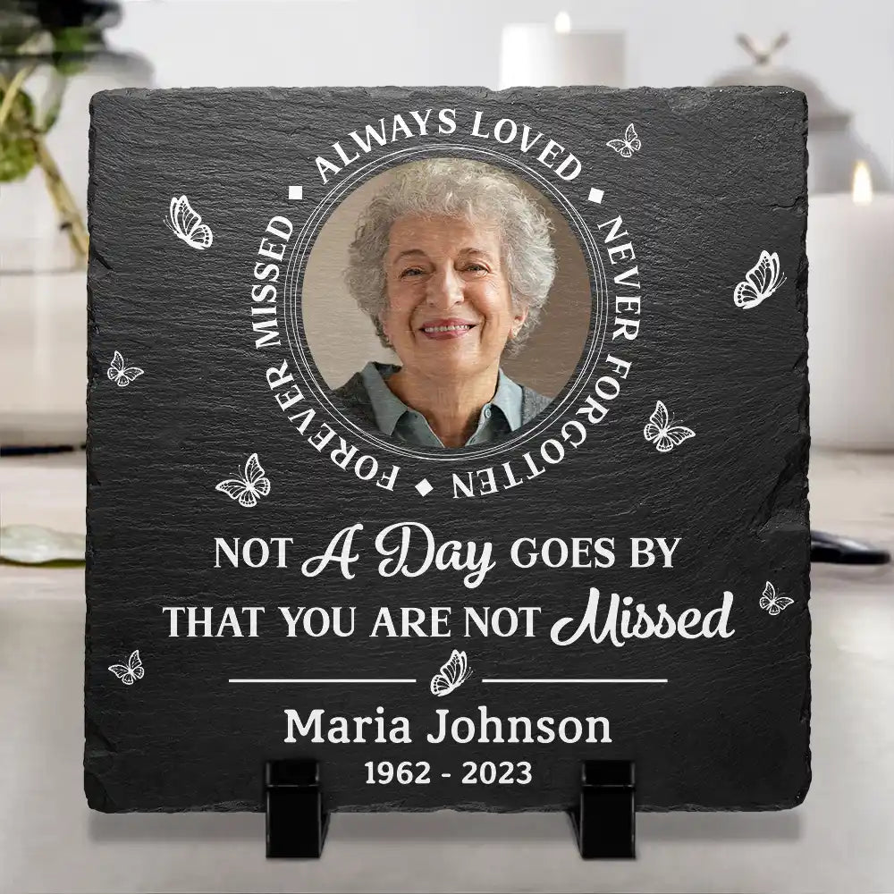 Custom Photo Memorial Always Loved Never Forgotten - Personalized Rectangle Memorial Garden Stone