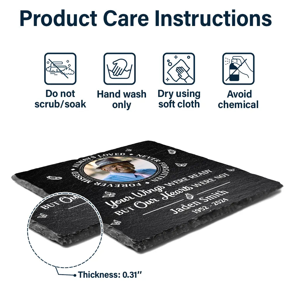 Custom Photo Memorial Always Loved Never Forgotten - Personalized Rectangle Memorial Garden Stone