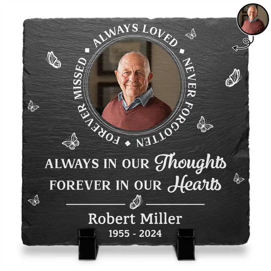 Custom Photo Memorial Always Loved Never Forgotten - Personalized Rectangle Memorial Garden Stone