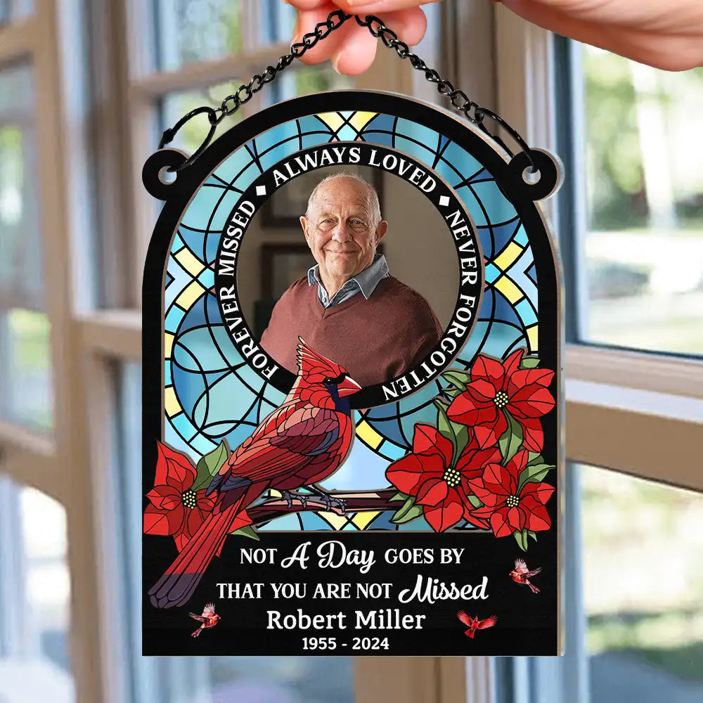 Custom Photo Memorial Always Loved Never Forgotten - Personalized Window Hanging Suncatcher Ornament