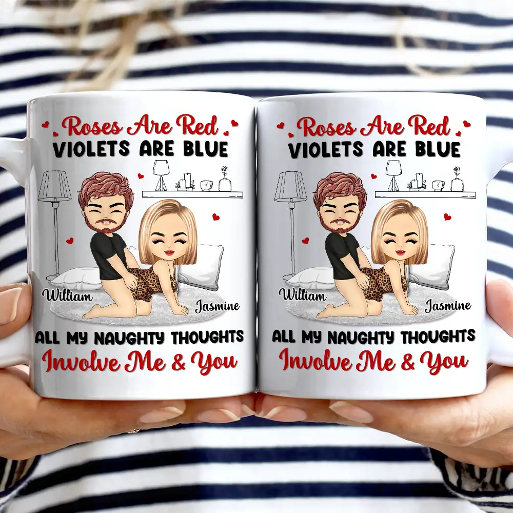 Chibi Couple Roses Are Red - Personalized Mug