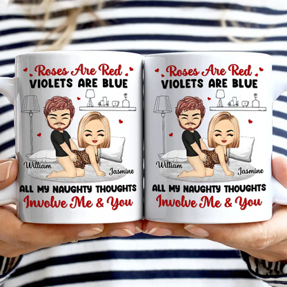 Chibi Couple Roses Are Red - Personalized Mug
