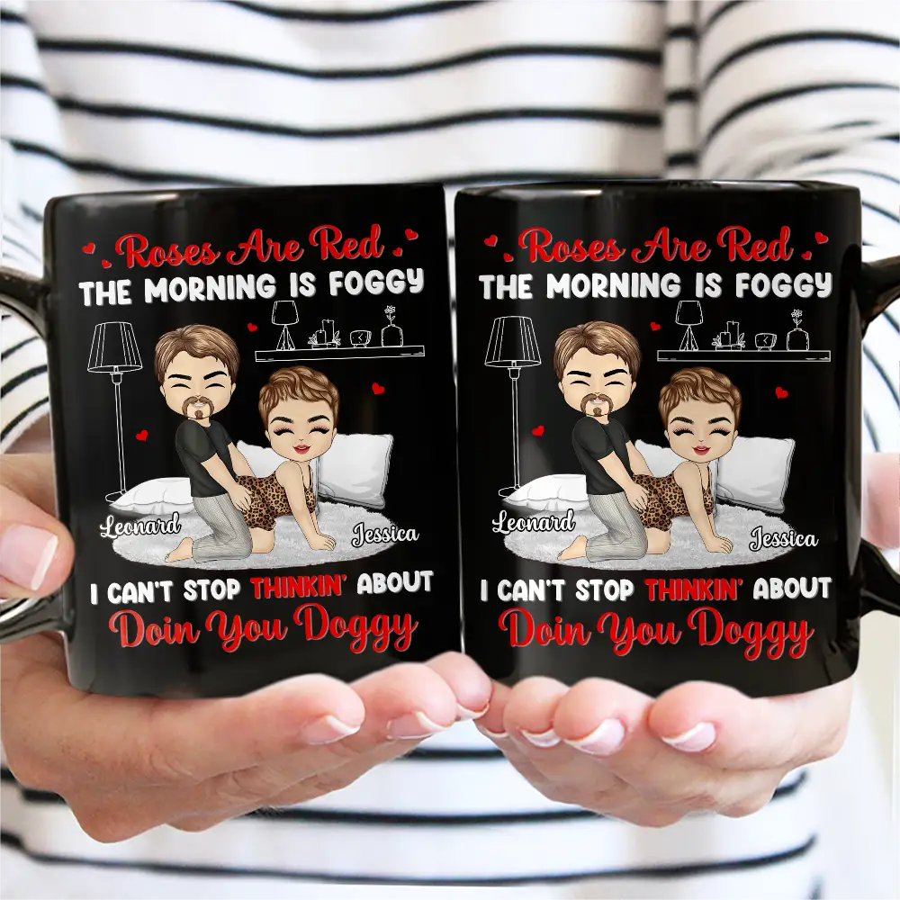 Chibi Couple Roses Are Red - Personalized Mug