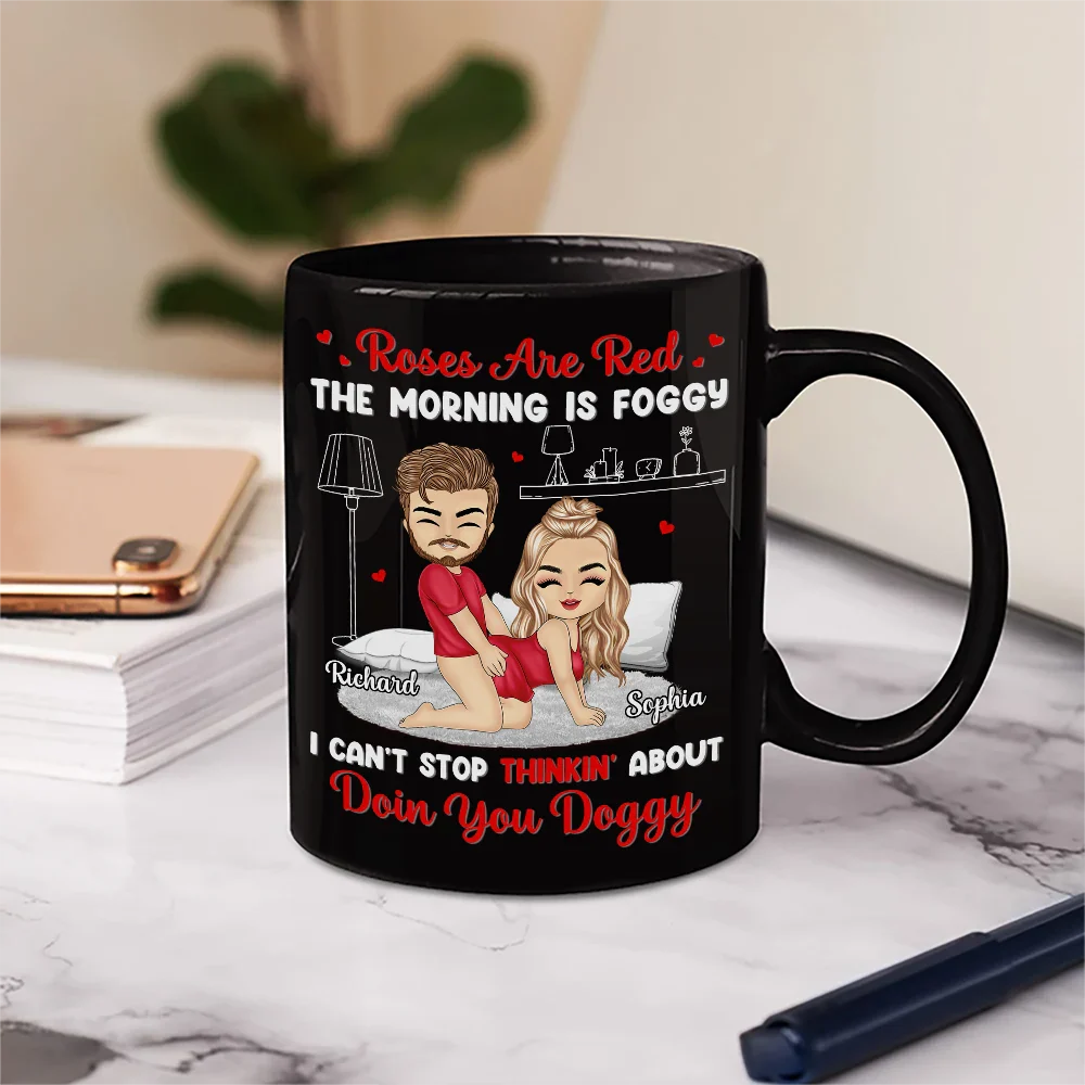 Chibi Couple Roses Are Red - Personalized Mug