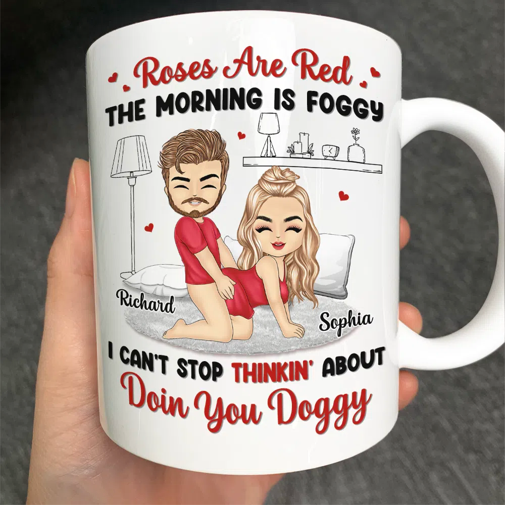 Chibi Couple Roses Are Red - Personalized Mug