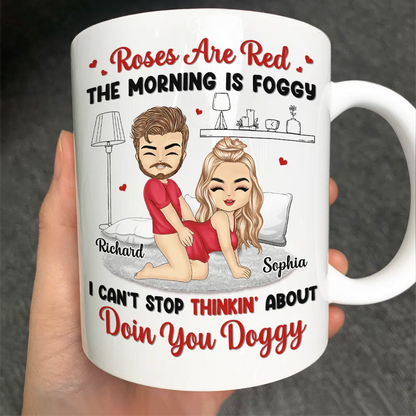 Chibi Couple Roses Are Red - Personalized Mug