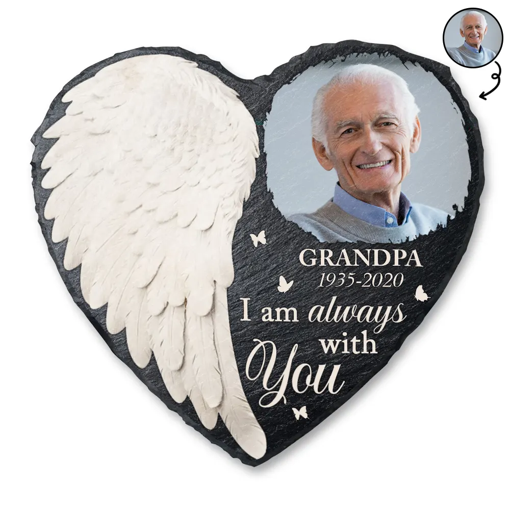 Custom Photo Although You Cannot See Me I'm Always With You - Personalized Heart Memorial Garden Stone