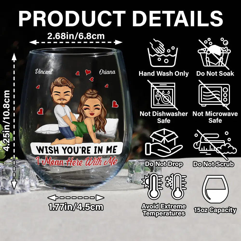 Chibi Couple My Favorite Thing To Do Is You - Personalized Stemless Wine Glass