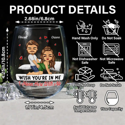 Chibi Couple My Favorite Thing To Do Is You - Personalized Stemless Wine Glass