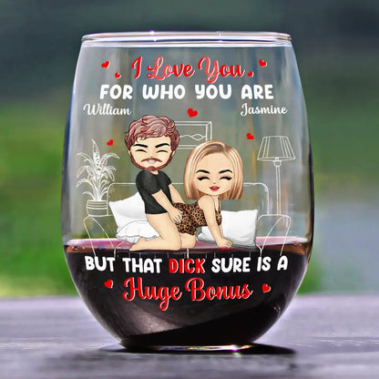 Chibi Couple Roses Are Red The Morning Is Foggy - Personalized Stemless Wine Glass