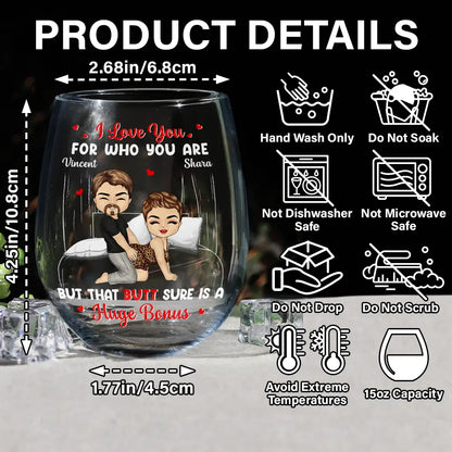 Chibi Couple Roses Are Red The Morning Is Foggy - Personalized Stemless Wine Glass