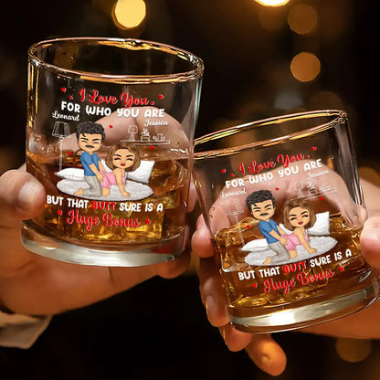 Chibi Couple Roses Are Red The Morning Is Foggy - Personalized Whiskey Glass