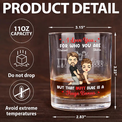 Chibi Couple Roses Are Red The Morning Is Foggy - Personalized Whiskey Glass