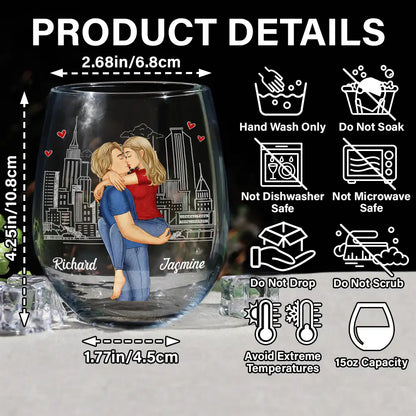 Kissing Couple In Case I Don't Say It Enough - Personalized Stemless Wine Glass