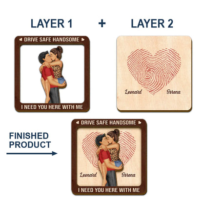 Kissing Couple Drive Safe I Need You Here With Me - Personalized Custom Shaped Car Visor Clip