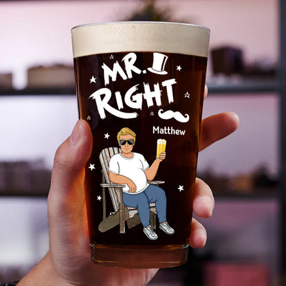 Couple Mr Right Mrs Always Right - Personalized Combo Wine & Beer Glass