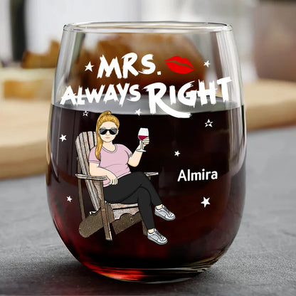 Couple Mr Right Mrs Always Right - Personalized Combo Wine & Beer Glass