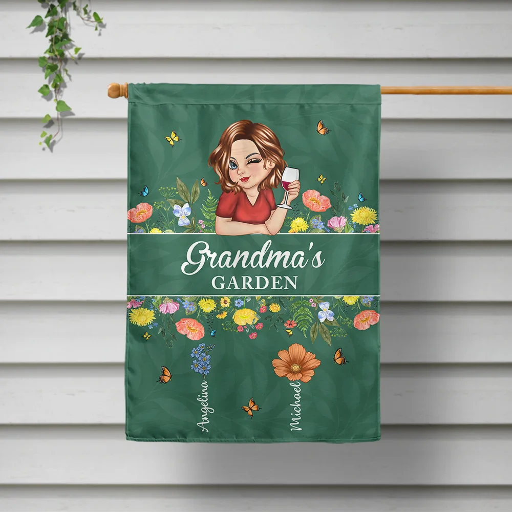 Birth Month Flower Grandma's Garden - Personalized Flag