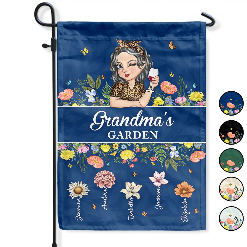 Birth Month Flower Grandma's Garden - Personalized Flag