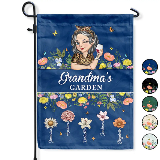 Birth Month Flower Grandma's Garden - Personalized Flag