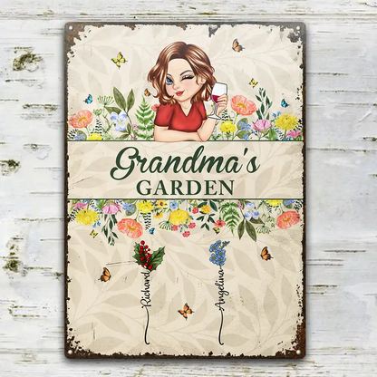 Birth Month Flower Grandma's Garden - Personalized Classic Metal Signs
