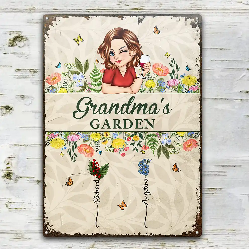 Birth Month Flower Grandma's Garden - Personalized Classic Metal Signs