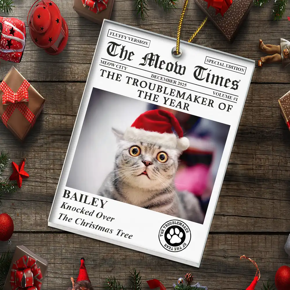 Custom Photo The Dog Times The Meow Times - Personalized Custom Shaped Acrylic Ornament
