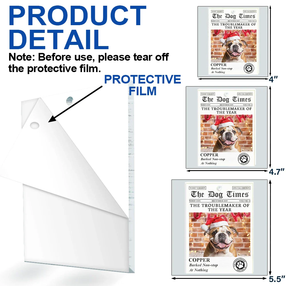 Custom Photo The Dog Times The Meow Times - Personalized Custom Shaped Acrylic Ornament