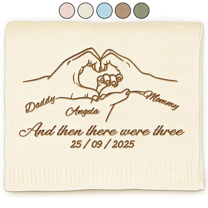 And Then There Were Four New Baby - Personalized Embroidered Knitted Baby Blanket
