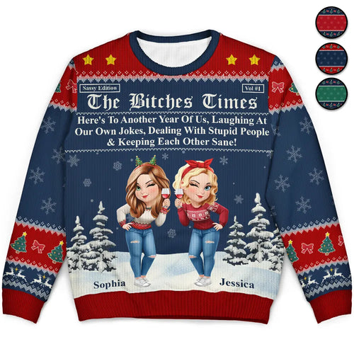 3D Effect Besties Here's To Another Year Of Us - Personalized Unisex Ugly Sweater